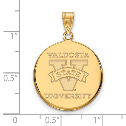 Gold Plated Sterling Silver Logoart Valdosta State University Large Disc Pendant