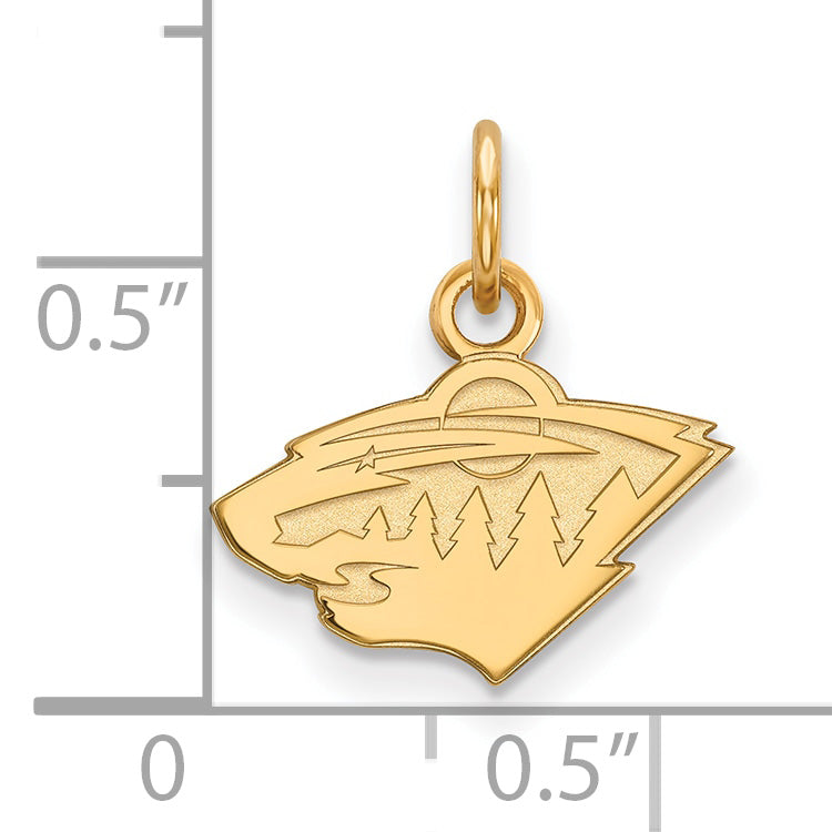 Gold Plated Sterling Silver Nhl Logoart Minnesota Wild Extra Small Pendant