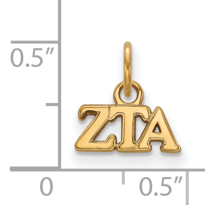 Gold Plated Sterling Silver Logoart Zeta Tau Alpha Sorority Greek Letters Extra Small Pendant