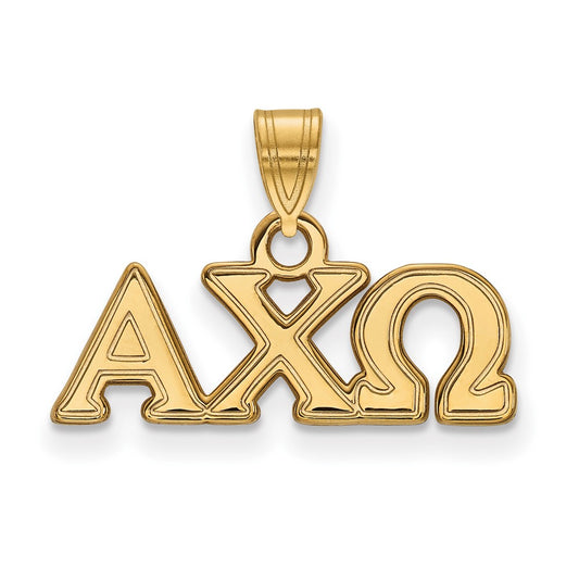 Gold Plated Sterling Silver Logoart Alpha Chi Omega Sorority Greek Letters Small Pendant