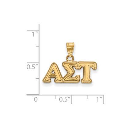 Gold Plated Sterling Silver Logoart Alpha Sigma Tau Sorority Greek Letters Small Pendant