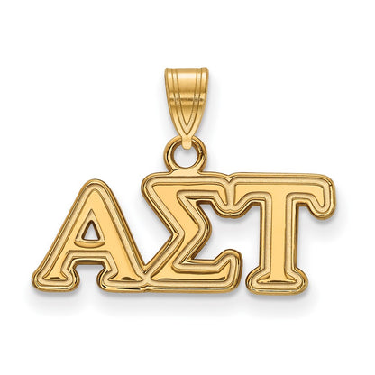 Gold Plated Sterling Silver Logoart Alpha Sigma Tau Sorority Greek Letters Small Pendant