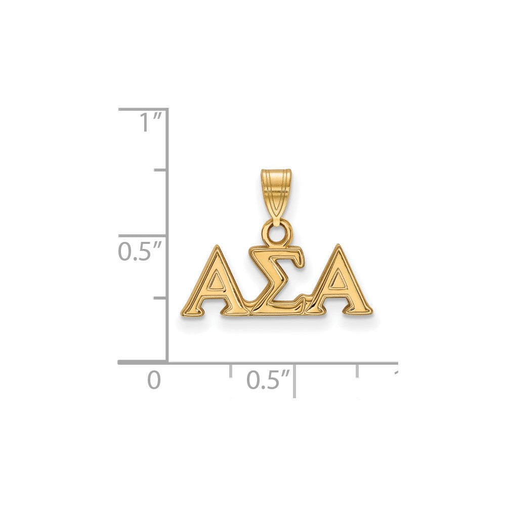 Gold Plated Sterling Silver Logoart Alpha Sigma Sorority Greek Letters Small Pendant
