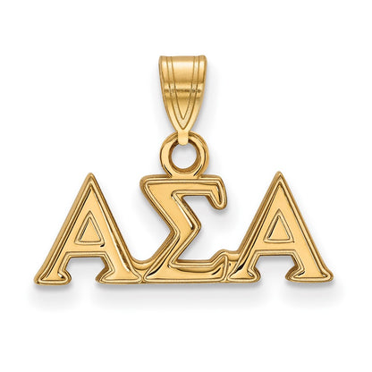 Gold Plated Sterling Silver Logoart Alpha Sigma Sorority Greek Letters Small Pendant