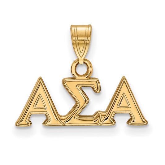 Gold Plated Sterling Silver Logoart Alpha Sigma Sorority Greek Letters Small Pendant