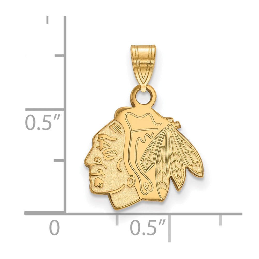 14K Yellow Gold Nhl Logoart Chicago Blackhawks Small Pendant