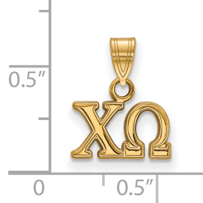 Gold Plated Sterling Silver Logoart Chi Omega Sorority Greek Letters Small Pendant