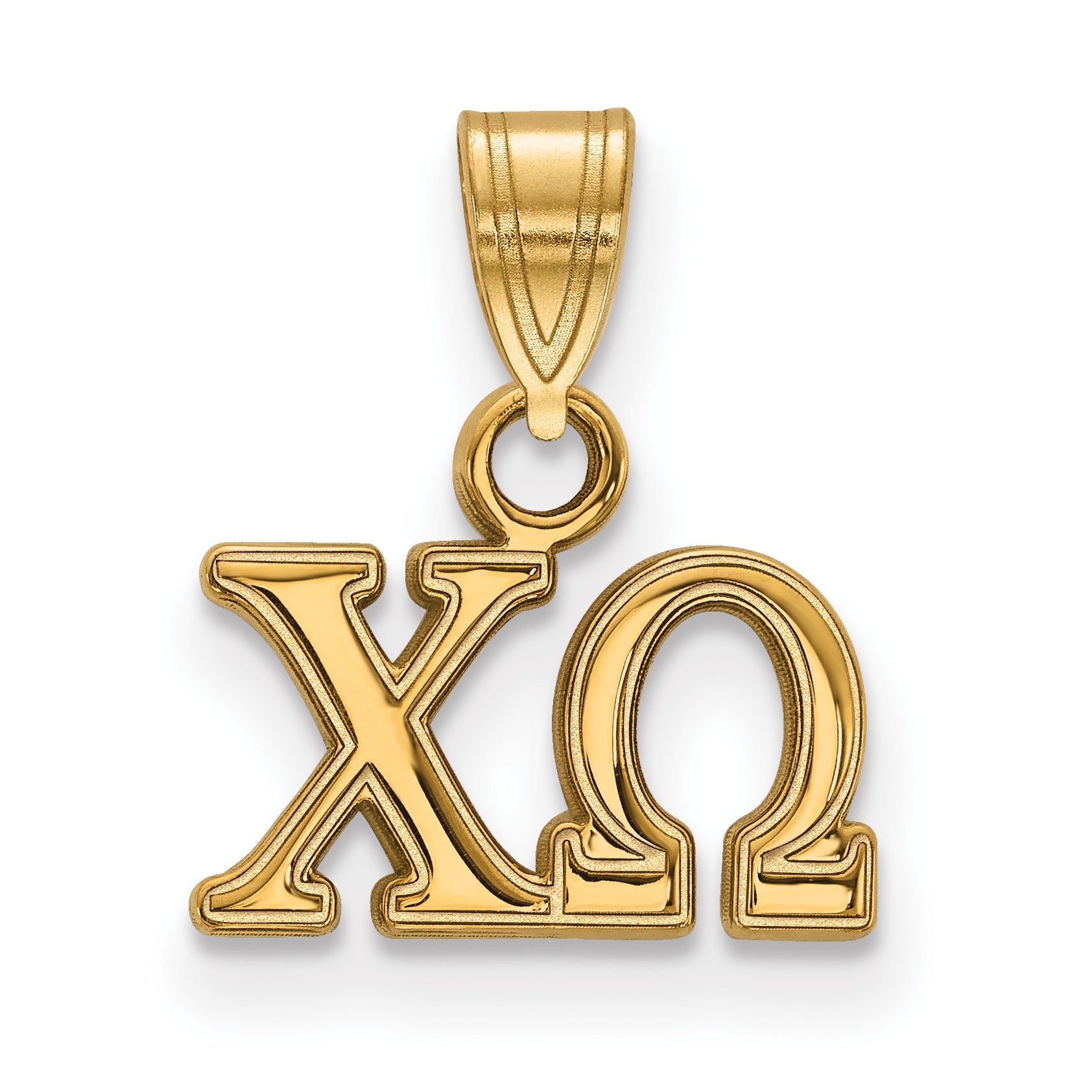 Gold Plated Sterling Silver Logoart Chi Omega Sorority Greek Letters Small Pendant