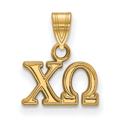 Gold Plated Sterling Silver Logoart Chi Omega Sorority Greek Letters Small Pendant