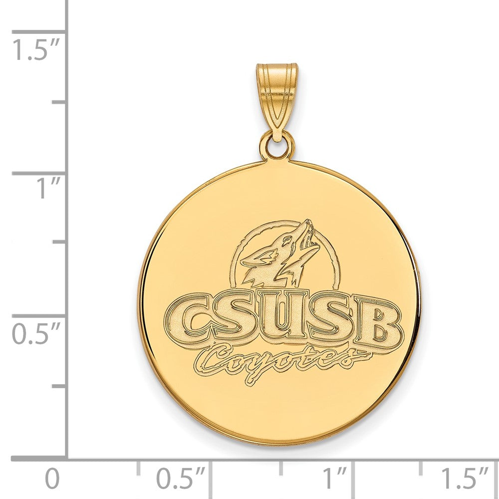10K Yellow Gold Logoart California State University San Bernardino Coyotes Extra Large Disc Pendant