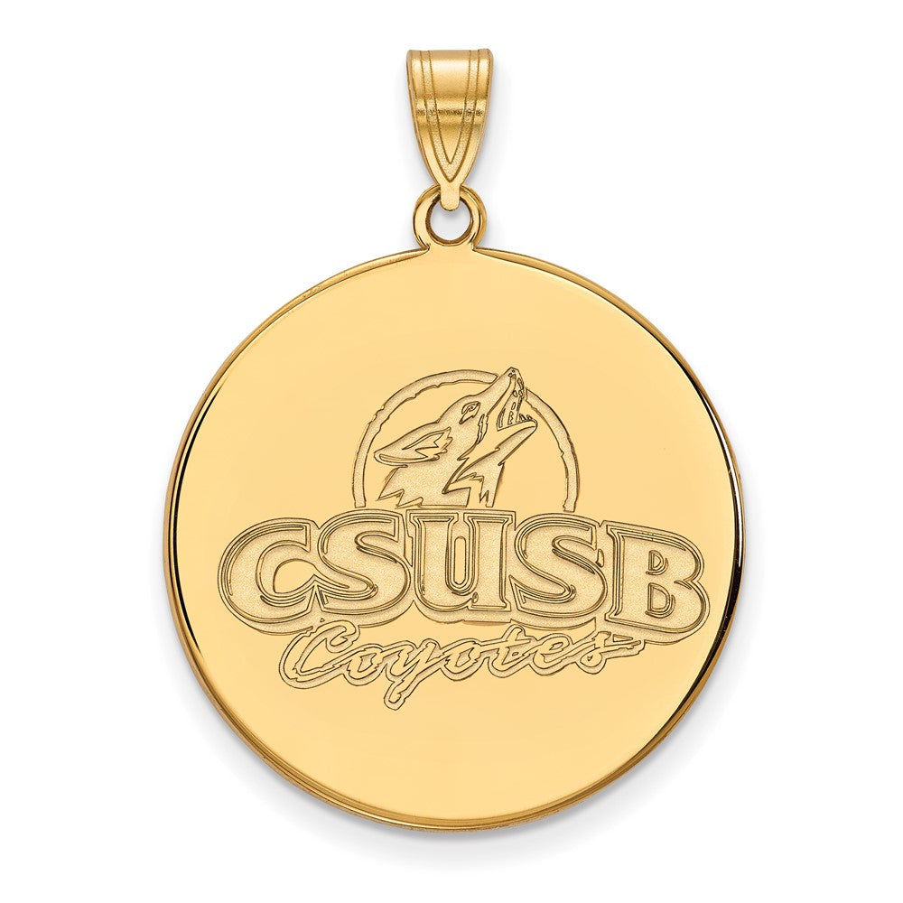 10K Yellow Gold Logoart California State University San Bernardino Coyotes Extra Large Disc Pendant
