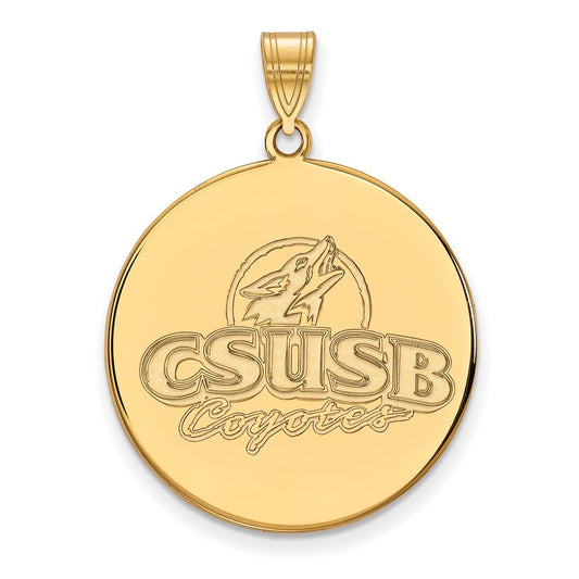 10K Yellow Gold Logoart California State University San Bernardino Coyotes Extra Large Disc Pendant