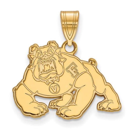 14K Yellow Gold Logoart California State University Fresno Bulldog Medium Pendant