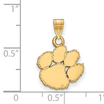 Gold Plated Sterling Silver Logoart Clemson University Tiger Paw Small Pendant