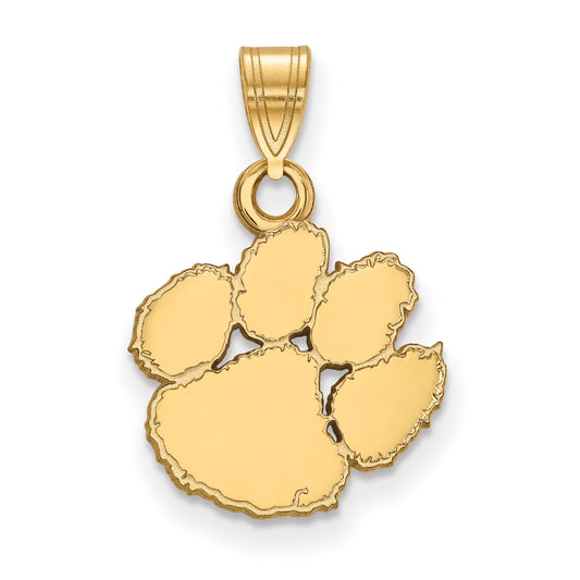 Gold Plated Sterling Silver Logoart Clemson University Tiger Paw Small Pendant