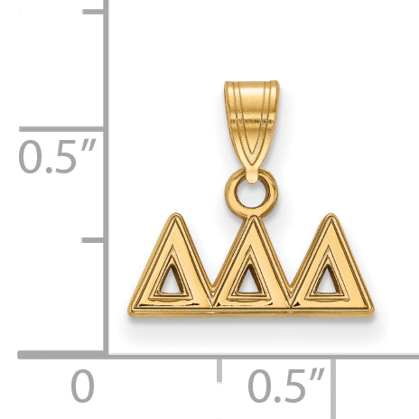 Gold Plated Sterling Silver Logoart Delta Sorority Greek Letters Small Pendant