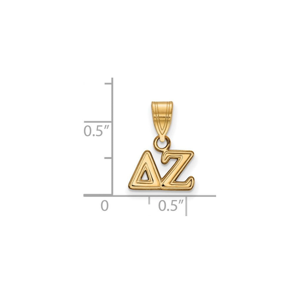 Gold Plated Sterling Silver Logoart Delta Zeta Sorority Greek Letters Small Pendant