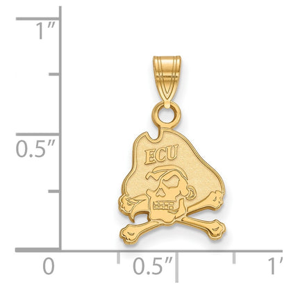 10K Yellow Gold Logoart East Carolina University Pirate Small Pendant