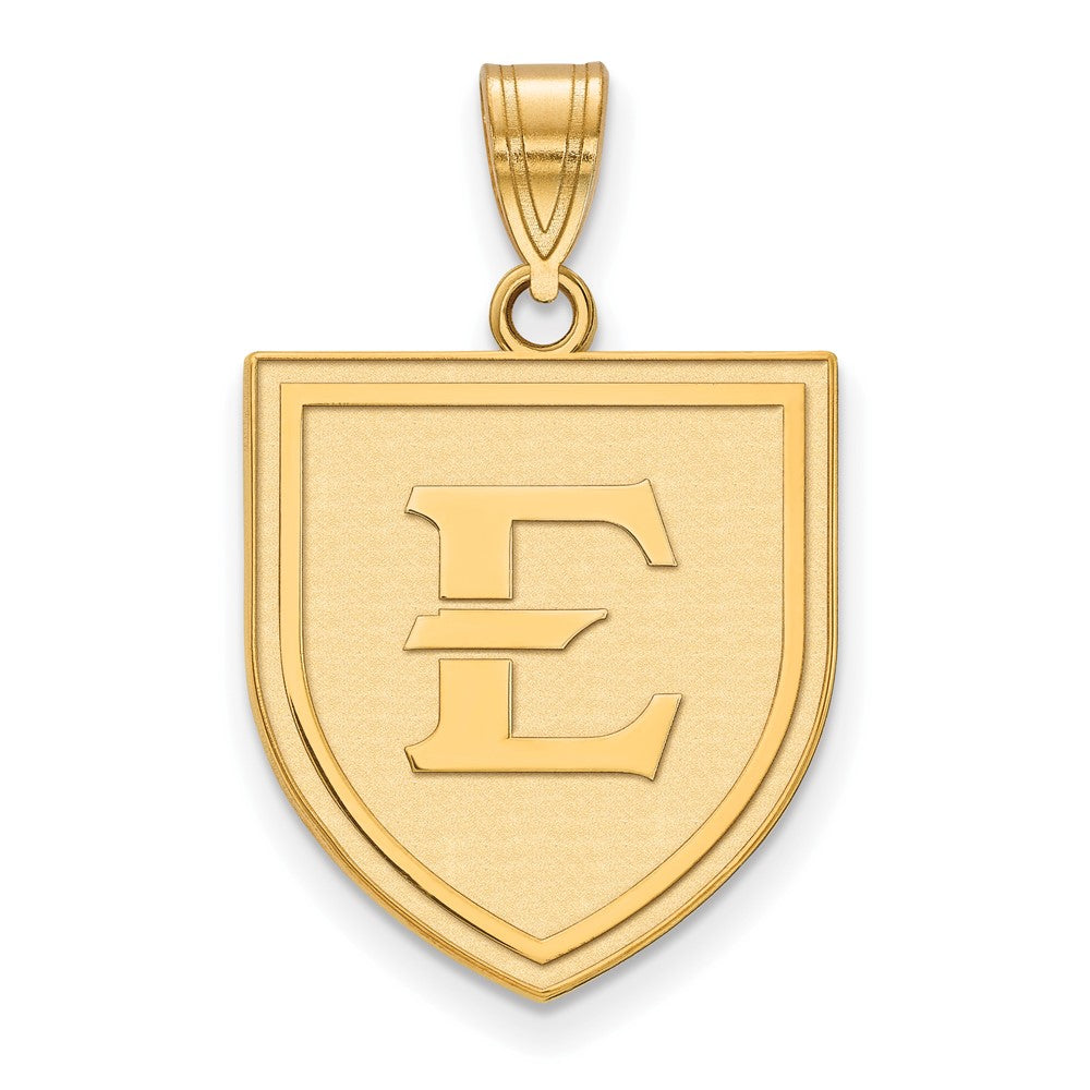 14K Yellow Gold Logoart East Tennessee State University Letter E Shield Large Pendant