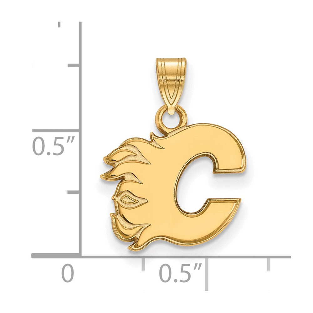 14K Yellow Gold Nhl Logoart Calgary Flames Letter C Small Pendant