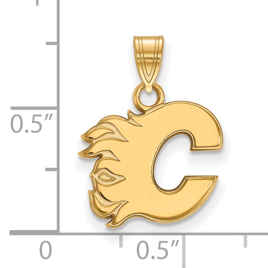 Gold Plated Sterling Silver Nhl Logoart Calgary Flames Letter C Small Pendant