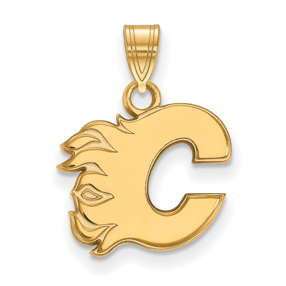 14K Yellow Gold Nhl Logoart Calgary Flames Letter C Small Pendant