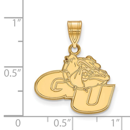 Gold Plated Sterling Silver Logoart Gonzaga University G U Bulldog Medium Pendant