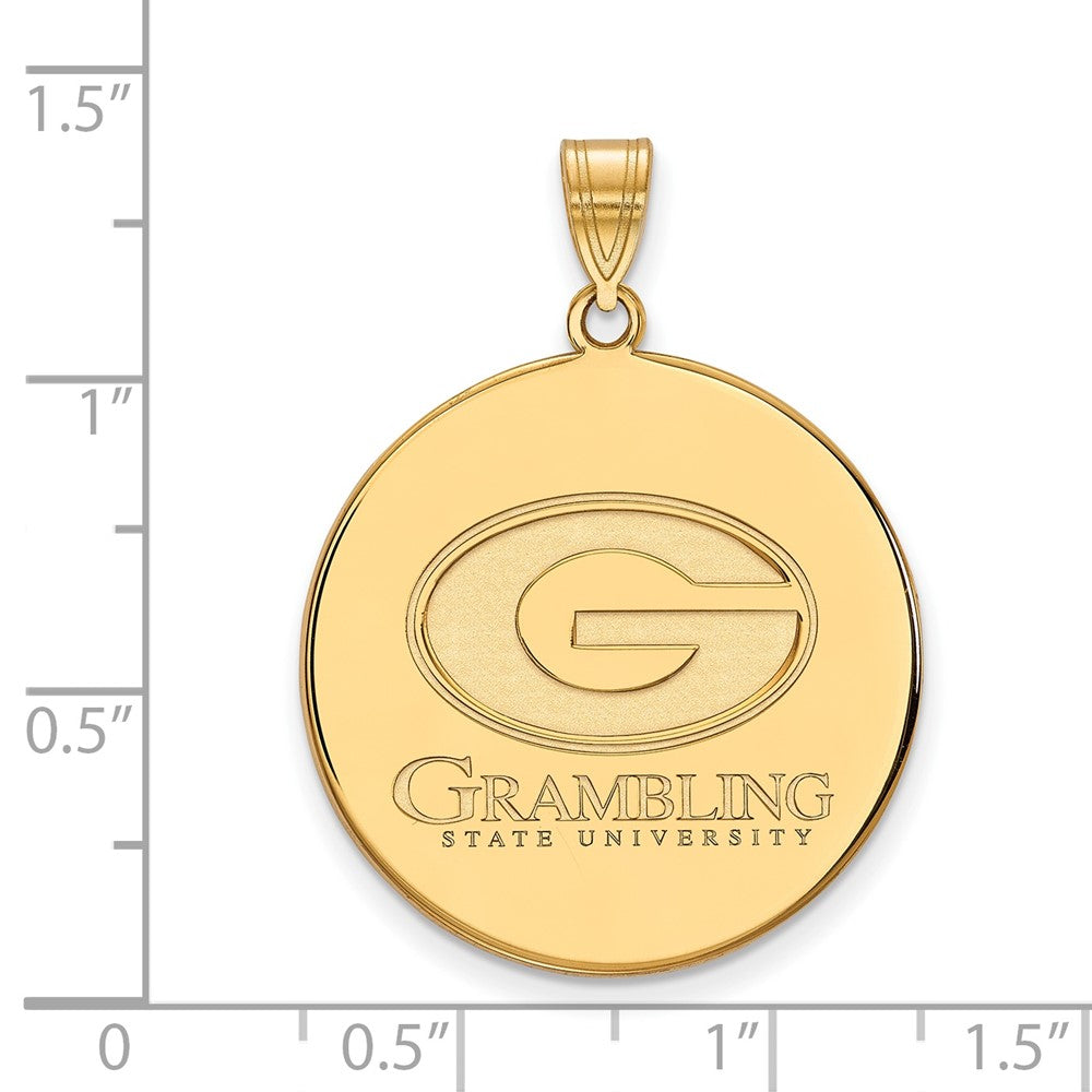 Gold Plated Sterling Silver Logoart Grambling State University Extra Large Disc Pendant