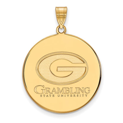 Gold Plated Sterling Silver Logoart Grambling State University Extra Large Disc Pendant
