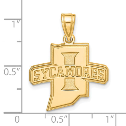 10K Yellow Gold Logoart Indiana State University Sycamores Large Pendant