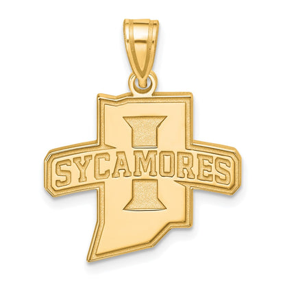 Gold Plated Sterling Silver Logoart Indiana State University Sycamores Large Pendant