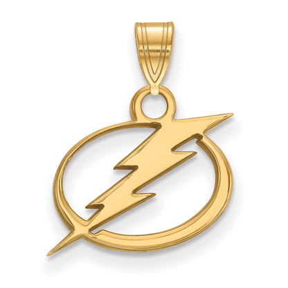 Gold Plated Sterling Silver Nhl Logoart Tampa Bay Lightning Small Pendant