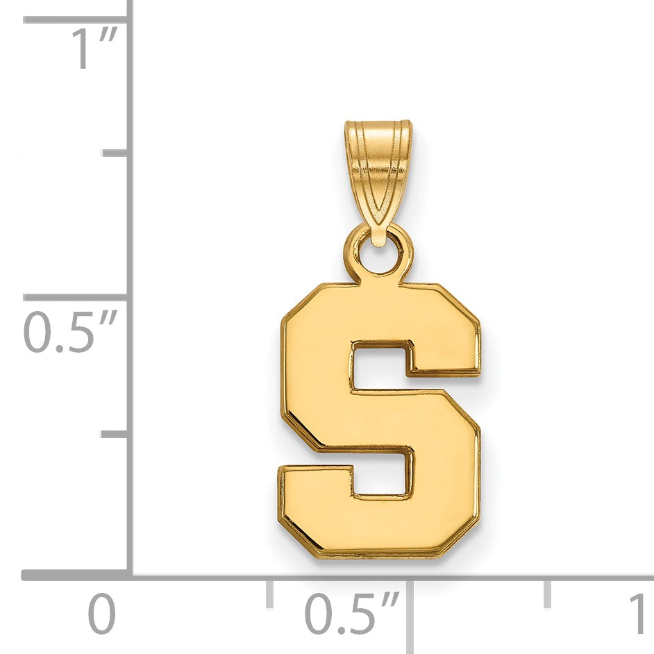 Gold Plated Sterling Silver Logoart Michigan State University Letter S Small Pendant