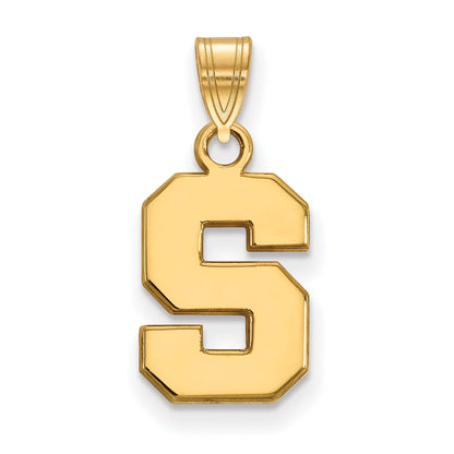 Gold Plated Sterling Silver Logoart Michigan State University Letter S Small Pendant