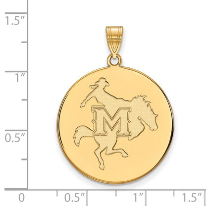 10K Yellow Gold Logoart Mcneese State University Extra Large Disc Pendant