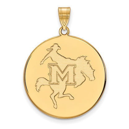 Gold Plated Sterling Silver Logoart Mcneese State University Extra Large Disc Pendant
