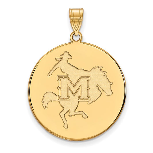 14K Yellow Gold Logoart Mcneese State University Extra Large Disc Pendant