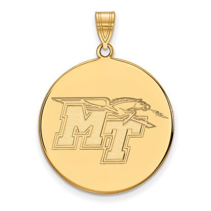 10K Yellow Gold Logoart Middle Tennessee State University M T Extra Large Disc Pendant