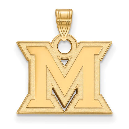Gold Plated Sterling Silver Logoart Miami University Ohio Letter M Small Pendant