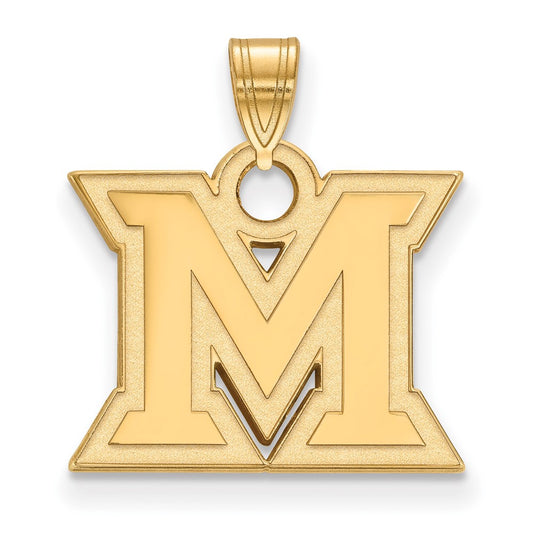Gold Plated Sterling Silver Logoart Miami University Ohio Letter M Small Pendant