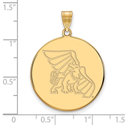14K Yellow Gold Logoart Missouri Western State University Griffon Extra Large Disc Pendant