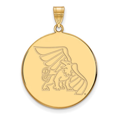 Gold Plated Sterling Silver Logoart Missouri Western State University Griffon Extra Large Disc Pendant