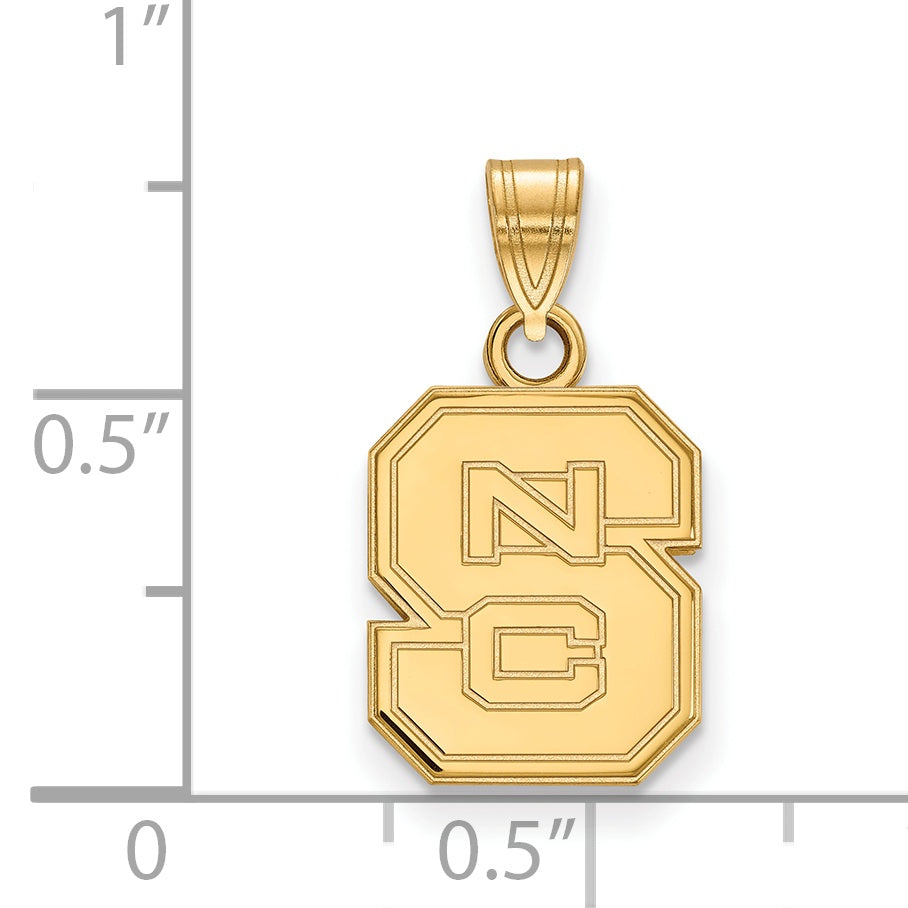 Gold Plated Sterling Silver Logoart North Carolina State University N C S Small Pendant