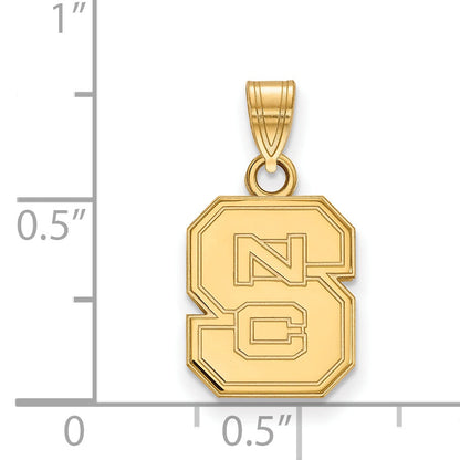 Gold Plated Sterling Silver Logoart North Carolina State University N C S Small Pendant