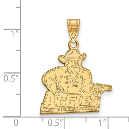 Gold Plated Sterling Silver Logoart New Mexico State University Aggies Large Pendant