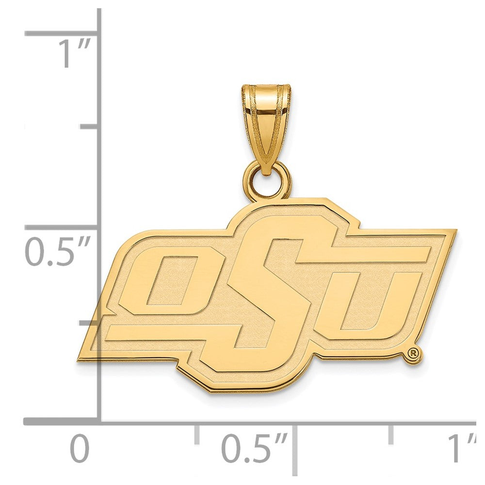 Gold Plated Sterling Silver Logoart Oklahoma State University O S U Small Pendant