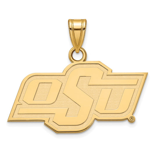 Gold Plated Sterling Silver Logoart Oklahoma State University O S U Small Pendant