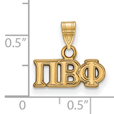 Gold Plated Sterling Silver Logoart Pi Beta Phi Sorority Greek Letters Small Pendant