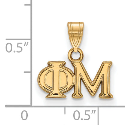 Gold Plated Sterling Silver Logoart Phi Mu Sorority Greek Letters Small Pendant