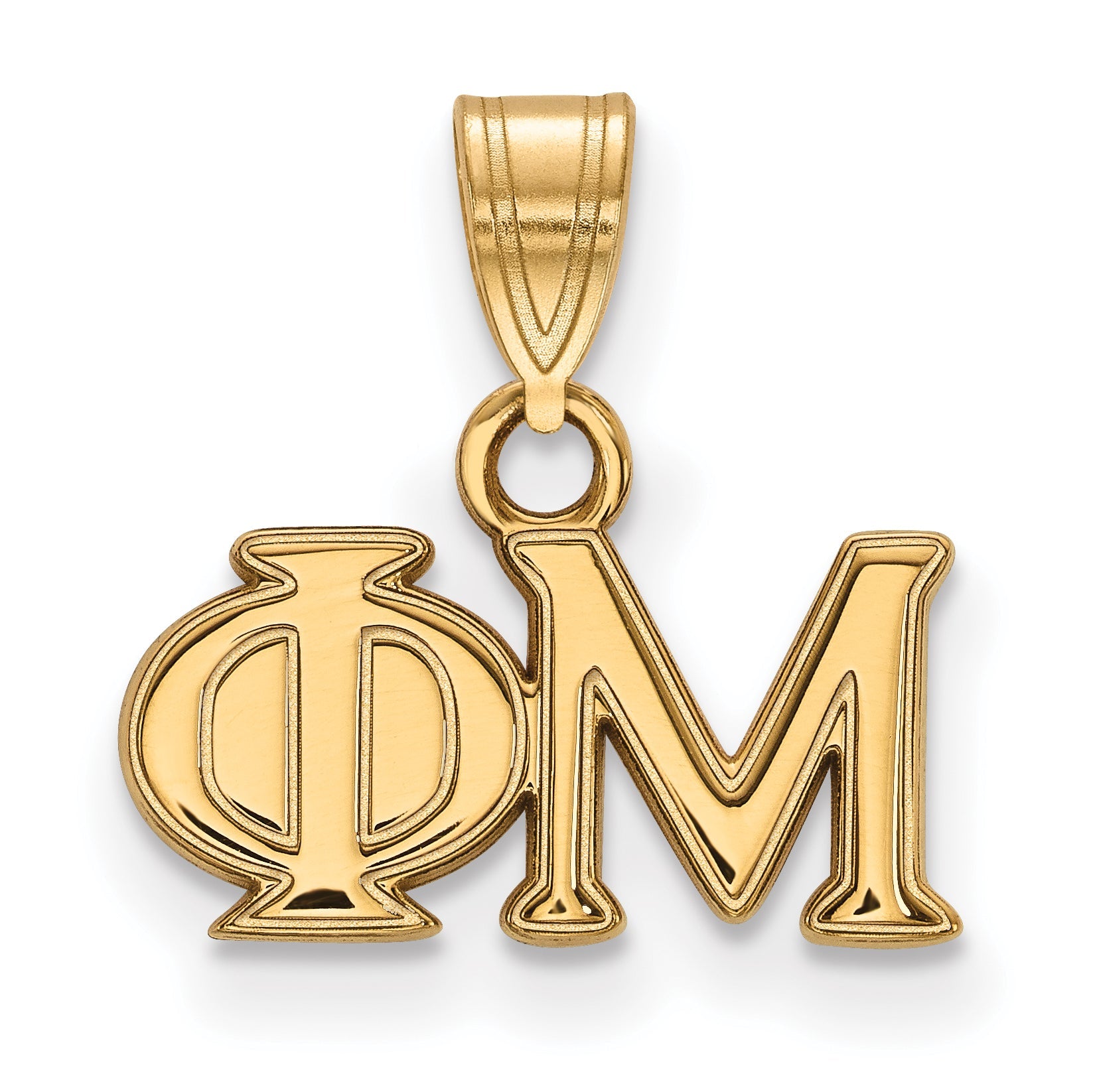 Gold Plated Sterling Silver Logoart Phi Mu Sorority Greek Letters Small Pendant